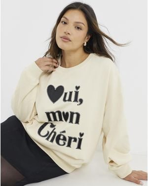 Simply Be Oui Mon Cheri Graphic Sweat - Natural