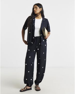 Simply Be Tie Hem Linen Trouser - Blue