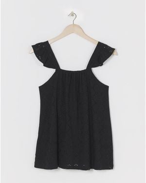Simply Be Jersey Broderie Swing Top - Black