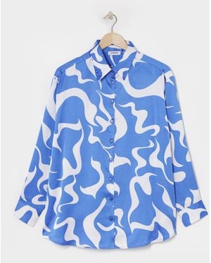 Simply Be Relaxed Satin Shirt - Blue