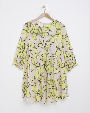 Joanna Hope Floral Tiered Swing Dress - Metallic