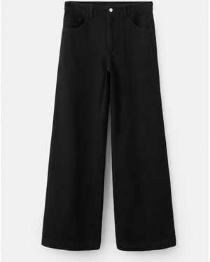 Mango Mid Rise Wide Leg Jean - Black
