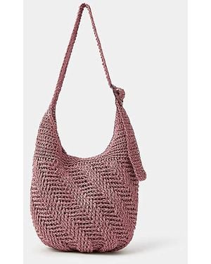Accessorize Slouchy Raffia Crossbody Bag - Pink