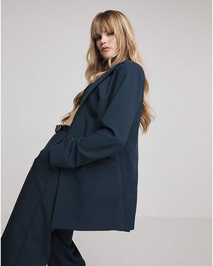 Simply Be Relaxed Single Breasted Blazer - Blue