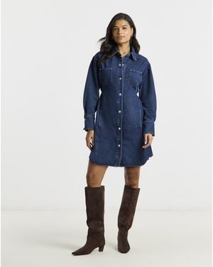Simply Be Belted Oversized Shirt Dress - Blue