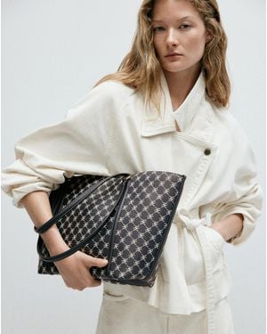 Mango Printed Logo Shopper Bag - Grey