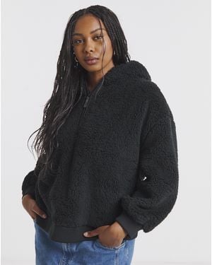 Simply Be Sherpa Hoodie - Black