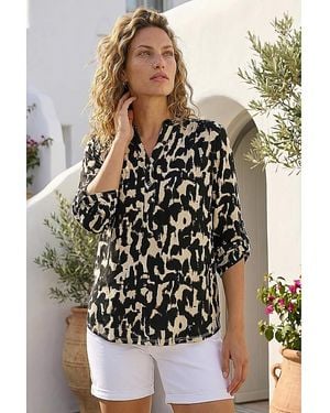 Roman Roman Abstract Ikat Print Shirt - Natural