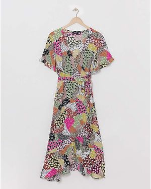 Simply Be Print Crinkle Wrap Midi Dress - Blue