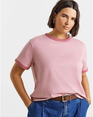 Simply Be Ringer T-Shirt - Pink