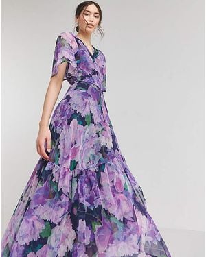 Hope & Ivy Adele Floral Wrap Maxi Dress - Purple