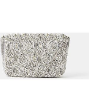 Accessorize Fold Over Clutch Bag - Grey