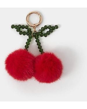 Accessorize Cherry Pom Bag Charm - Red