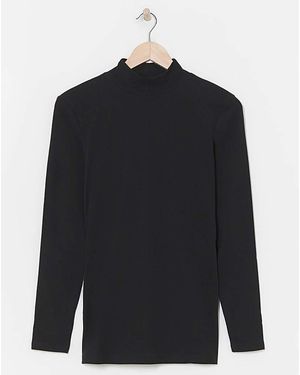 Pretty Secrets Thermal Brushed Fleece Tn Ls Top - Black