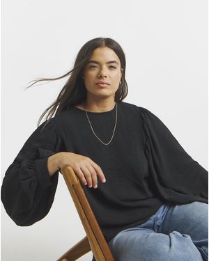 Simply Be Exaggerated Sleeve Blouse - Blue