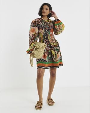 Simply Be Shirred Skater Dress - Yellow