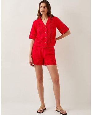 Monsoon Irina High-Waisted Lace Shorts - Red