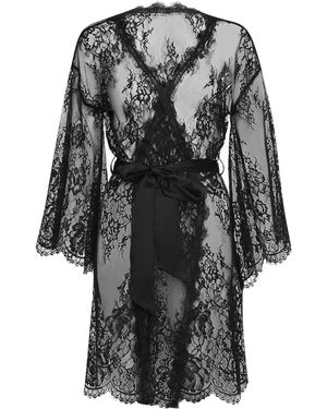 Figleaves Gigi Galloon Lace Robe - Black