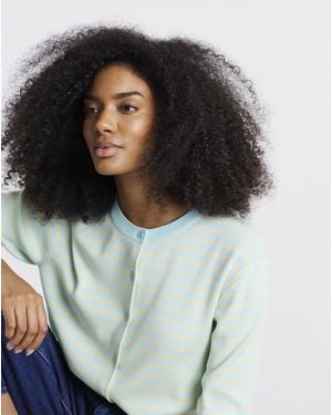 Simply Be Stripe Short Sleeve Boxy Cardigan - Multicolour