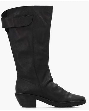 Fly London Waki Leather Knee Boots - Black