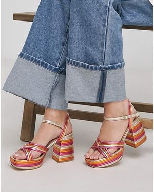 Simply Be Strap Platform Heel Extra Wide - Blue