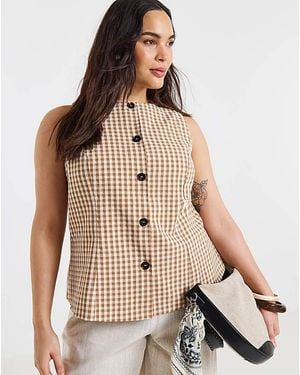 Simply Be Chocolate Boat Neck Formal Top - Natural