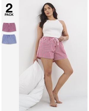 Pretty Secrets 2 Pack Pyjama Shorts - Red