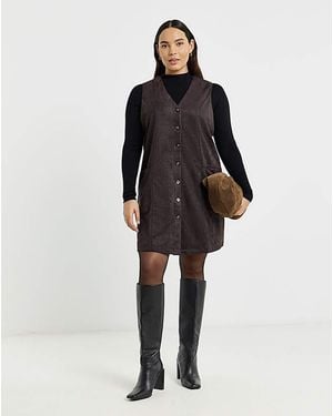 Simply Be Suedette Button Through Dress - Black