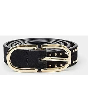 Accessorize Suede Studded Skinny Belt - White