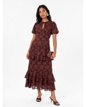 Anaya with love Anaya Burnout Fabric Midaxi Dress - Red