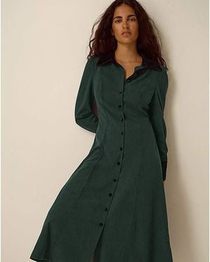Monsoon Saba Collar Corduroy Midi Dress - Green