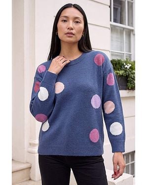 Roman Roman Polka Dot Knit Jumper - Blue