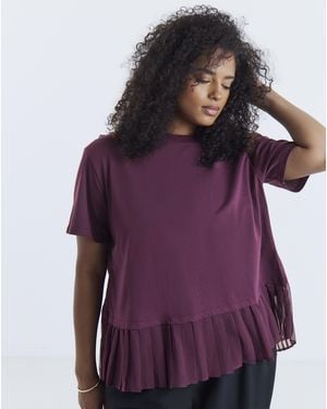 Simply Be Tee With Woven Back - Purple