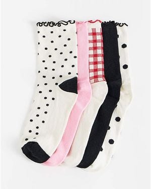 Pretty Secrets 5 Pack Ankle Socks - White