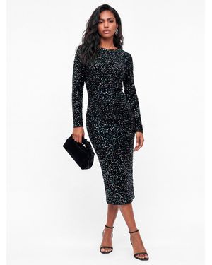 Lovedrobe Sequined Bodycon Midi Dress - Black