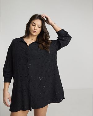MAGISCULPT Broderie Beach Shirt - Black