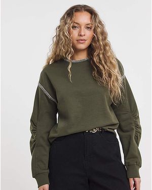 Simply Be Whipstitch Oversized Sweatshirt - Green