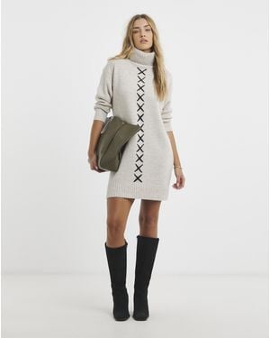 Native Youth Cross Stitch Dress - White