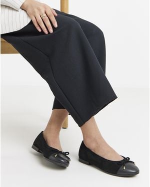 JD Williams Classic Leather Ballerina Shoes Ex Wide - Black