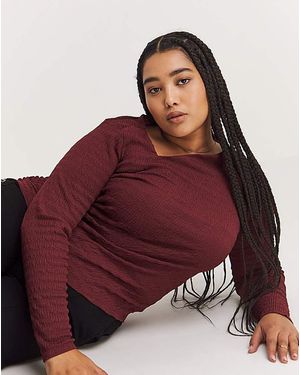 Simply Be Asymmetric Ruched Top - Red