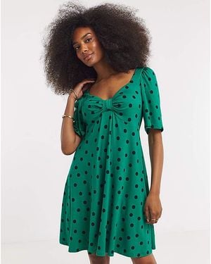 Simply Be Supersoft Knot Front Skater Dress - Green