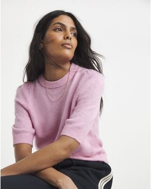 Simply Be Puff Sleeve Knitted T-Shirt - Pink