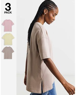 Simply Be Pack Of 3 Boyfriend T- Shirts - Natural