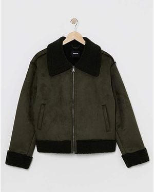 Simply Be Zip Through Suedette Aviator - Brown