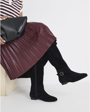 Simply Be Suede Knee High Boot Wide C - Red