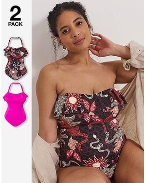 Simply Be Value 2 Pack Swimsuits - Red