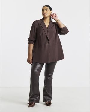 Simply Be Coated Weekender Flare Jeggings - Brown