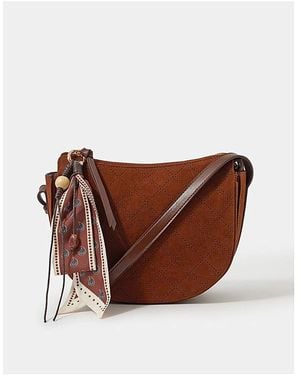 Accessorize Suede Scarf Crossbody Bag - Brown