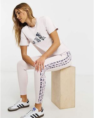 adidas 3 Stripe Print Leggings - White
