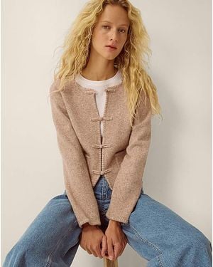 Monsoon Neve Knot Button Cardigan - Natural